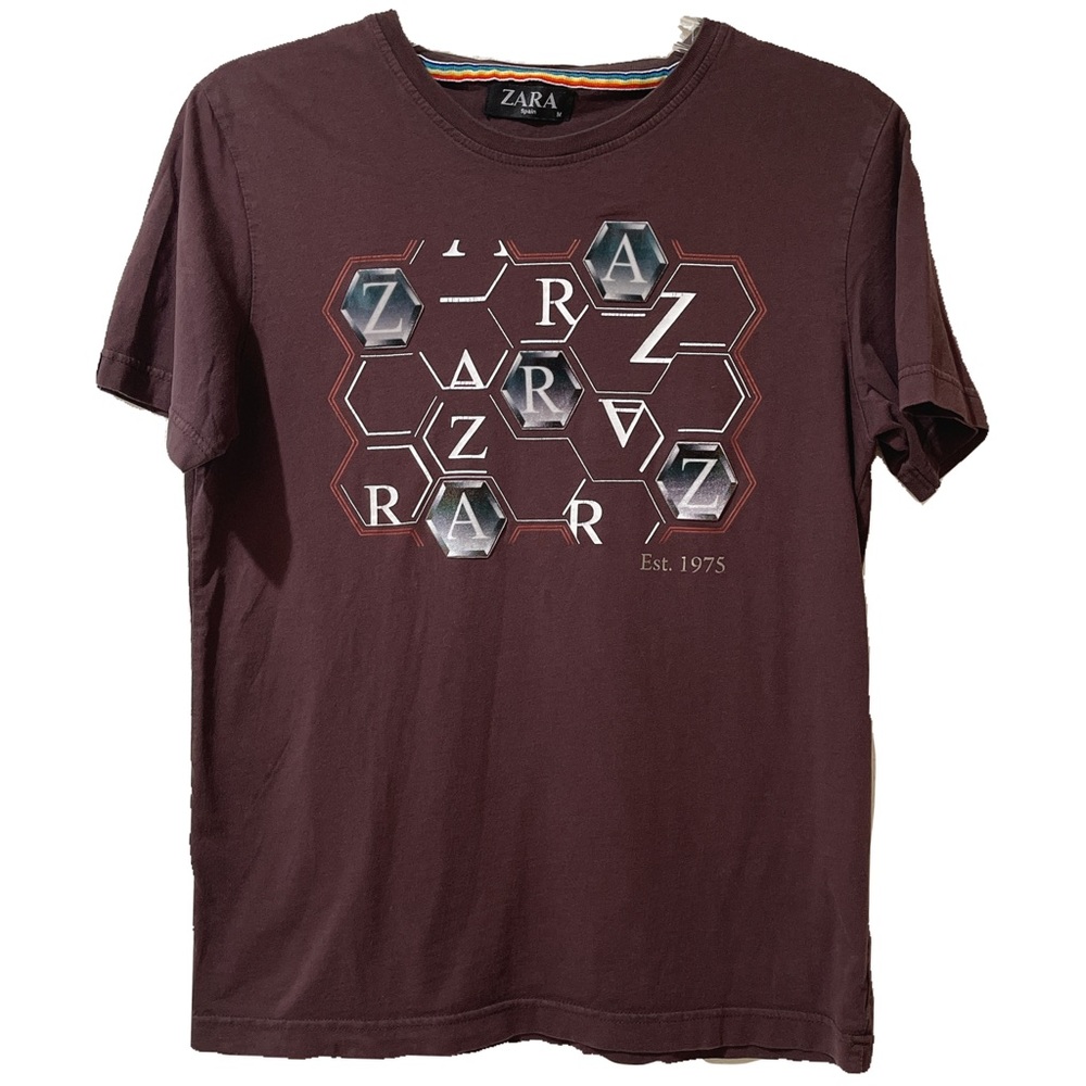 Zara Brown Honeycomb Logo T-Shirt